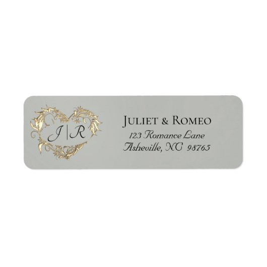 Hartmonogram Retouradres - Salie Etiket (Voorkant)