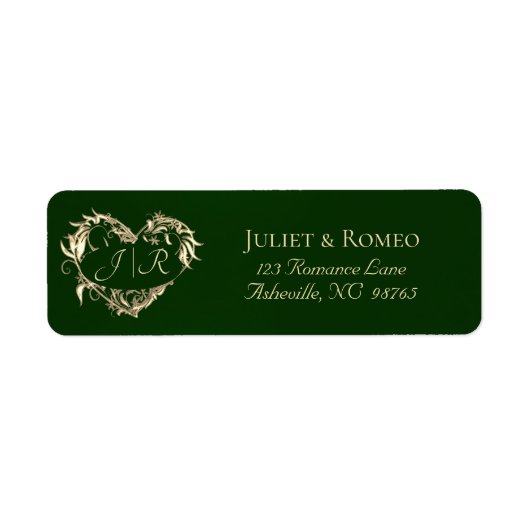 Hartmonogram Retouradres - Smaragd Etiket (Voorkant)