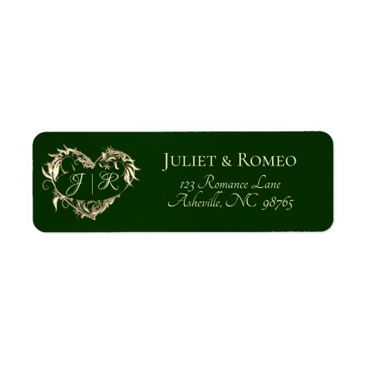 Hartmonogram retouradres - Smaragd Etiket (Voorkant)