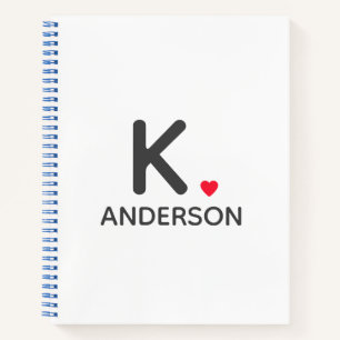 Hartmonogram Rood Modern Minimalistisch Stempel Notitieboek
