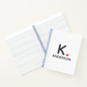 Hartmonogram Rood Modern Minimalistisch Stempel Notitieboek (Binnen)