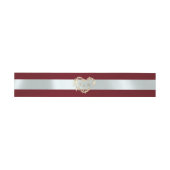Hartmonogram - Rood/Zilver Uitnodigingen Wikkel (Vlak)