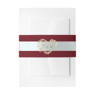 Hartmonogram - Rood/Zilver Uitnodigingen Wikkel