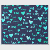 Hartogige Oceaan Blauwe Marine Glitter Liefde Vale Cadeaupapier (Vlak)