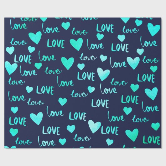 Hartogige Oceaan Blauwe Marine Glitter Liefde Vale Cadeaupapier (Vlak)