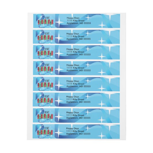 Hartontvanger, groen, rood, blauw adreslabel wikkel (Vel)