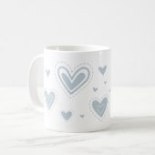 Hartontwerp, eenvoudig hartontwerp, grijze harten koffiemok (Voorkant links)