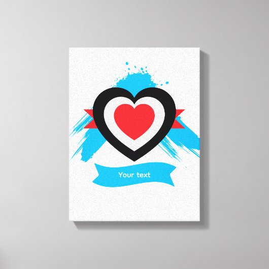 Hartontwerp met aanpasbare tekst canvas afdruk (Voorkant)