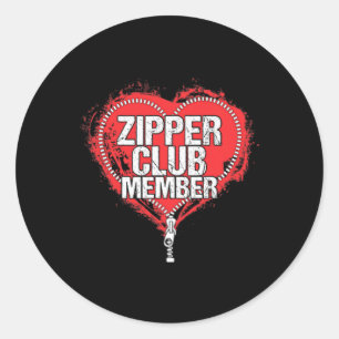 Hartoperatie Humor Funny Zipper Club lid Ronde Sticker