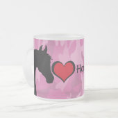 Hartpaard (roze kamo) matglas koffiemok (Voorkant links)