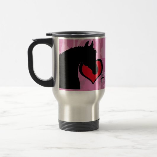 Hartpaard (roze kamo) reisbeker (Links)