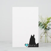 Hartpaarden I Aqua Heart (witte achtergrond) Briefpapier (Staand voorkant)