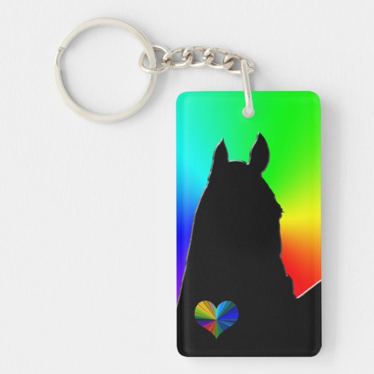 Hartpaarden I (regenboogbarst) Sleutelhanger (Voorkant)
