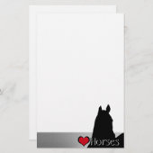 Hartpaarden I rood hart (zilvermetallisch) Briefpapier (Voorkant / Achterkant)