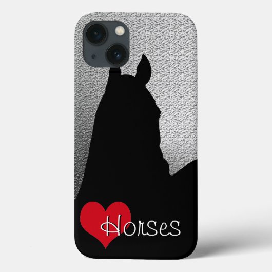 Hartpaarden I rood hart (zilvermetallisch) Case-Mate iPhone Case (Achterkant)
