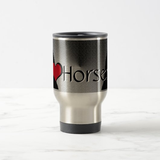 Hartpaarden I rood hart (zilvermetallisch) Reisbeker (Center)