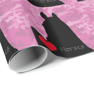 Hartpaarden I (roze camoachtergrond) Cadeaupapier