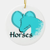 Hartpaarden III (aqua) Keramisch Ornament (Voorkant)