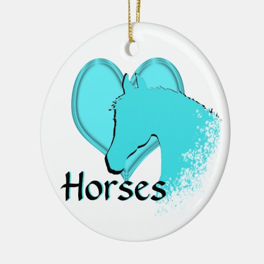 Hartpaarden III (aqua) Keramisch Ornament (Links)