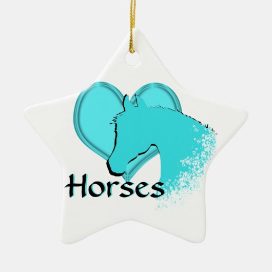 Hartpaarden III (aqua) Keramisch Ornament (Voorkant)