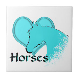 Hartpaarden III (aqua) Tegeltje