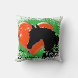 Hartpaarden III-feestdag (Black Horse/Red Heart) Kussen