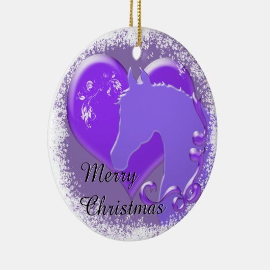 Hartpaarden III-feestdag (Paarse paarden/hart) Keramisch Ornament (Rechts)