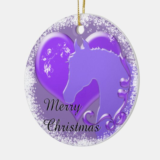 Hartpaarden III-feestdag (Paarse paarden/hart) Keramisch Ornament (Links)