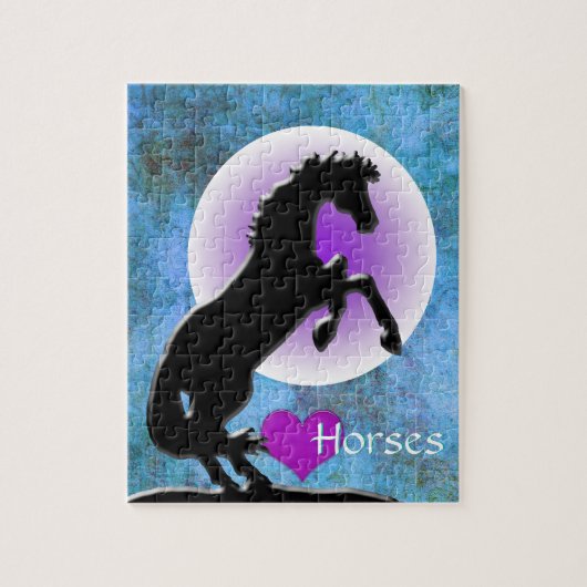 Hartpaarden V (blauw/groen) Legpuzzel (Verticaal)