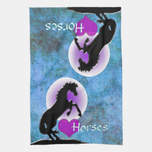 Hartpaarden V (blauw/groen) Theedoek