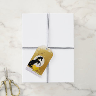 Hartpaarden V Holiday (Gouden sterren) Cadeaulabel