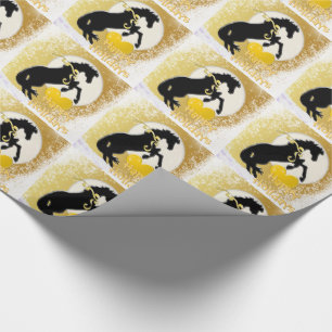 Hartpaarden V Holiday (Gouden sterren) Cadeaupapier