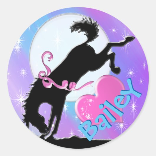 Hartpaarden VII (kleurrijke mist) Ronde Sticker (Voorkant)