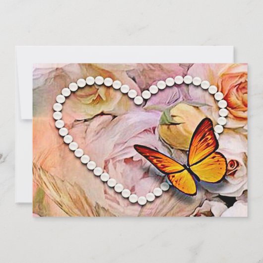 Hartparels, Oranje Rozen, vlinders Save Date Save The Date (Achterkant)