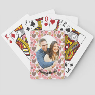 Hartpatroon aangepaste foto en namen pokerkaarten