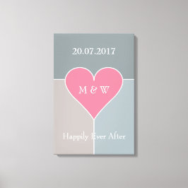 Hartpatroon aangepaste tekst ingepakt canvas afdruk