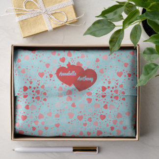 Hartpatroon Aqua & Roze Rood Naam Tissuepapier