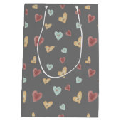 Hartpatroon geschenkzak - donkergrijs medium cadeauzakje (Achterkant)