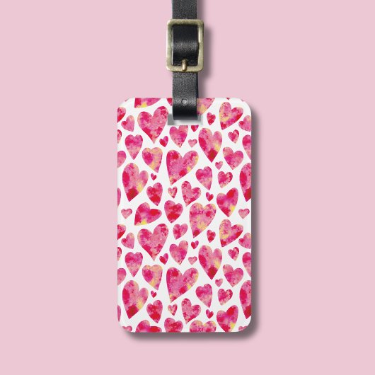 Hartpatroon in hete roze bagagelabel