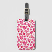 Hartpatroon in hete roze bagagelabel (Voorkant (verticaal))