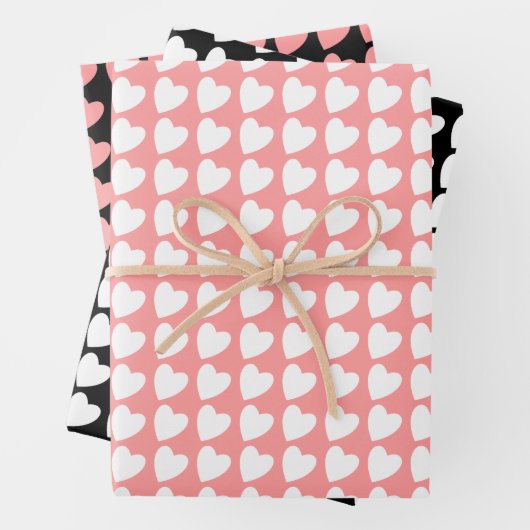 Hartpatroon in zwart, wit en roze inpakpapier vel (In situ)