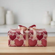 Hartpatroon Inpakpapier - Roze, Rood, 