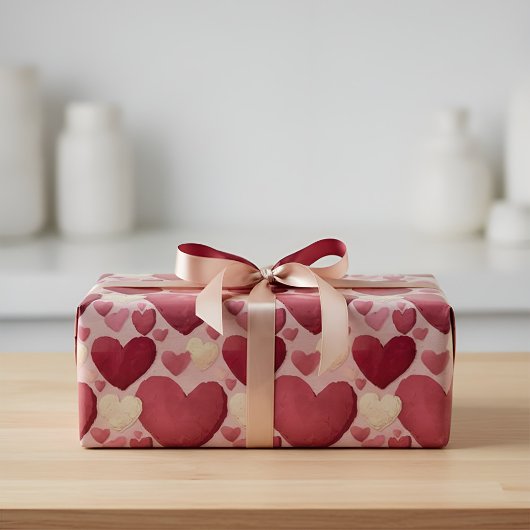 Hartpatroon Inpakpapier - Roze, Rood,