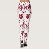 Hartpatroon met "Bestie" tekst in cursief rood Leggings (Achterkant)