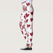 Hartpatroon met "Bestie" tekst in cursief rood Leggings (Links)