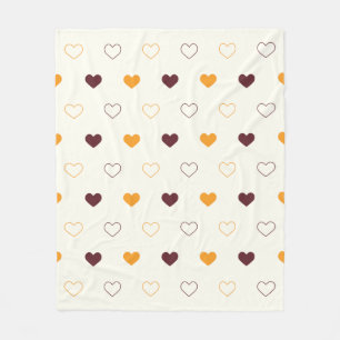 Hartpatroon met oranje en bruine harten fleece deken