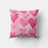 Hartpatroon mooi roze en rood waterverf hart kussen (Achterkant)