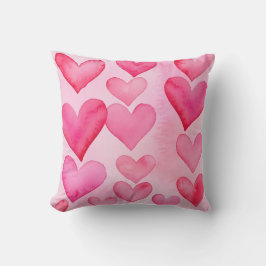 Hartpatroon mooi roze en rood waterverf hart kussen