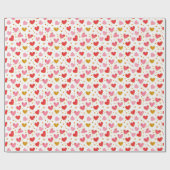 Hartpatroon ontwerp | Rode, roze en gouden harten Cadeaupapier (Vlak)