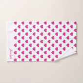Hartpatroon Preppy Roze y2k Monogram Naam Bad Handdoek (Handdoek)